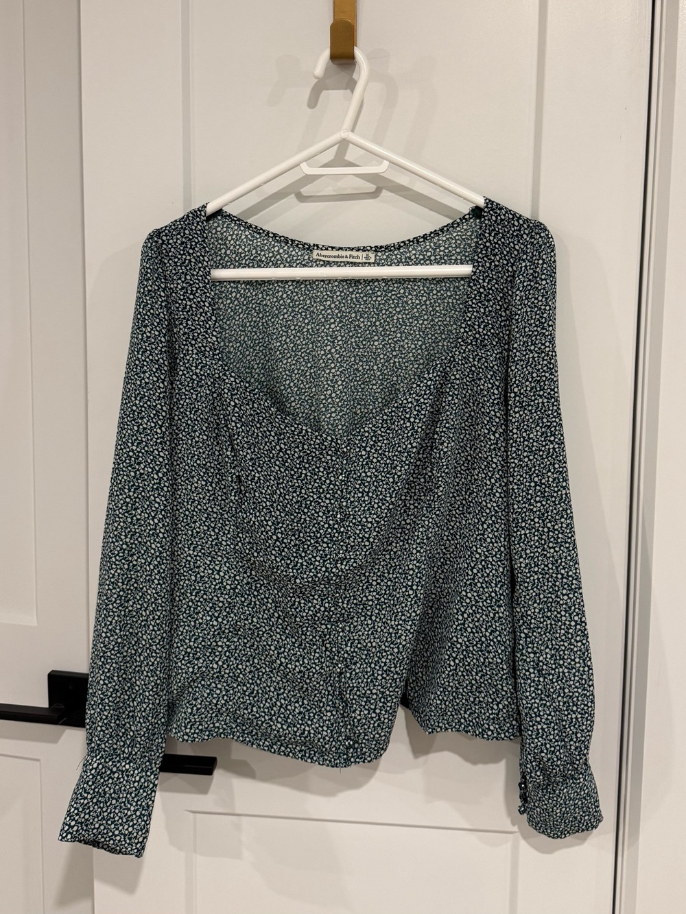 Abercrombie & Fitch Teal Floral Button-Front Blouse